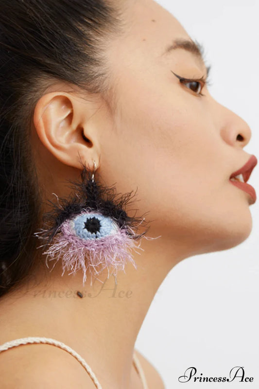 Handmade Eye Stylish Pattern Plush Earrings