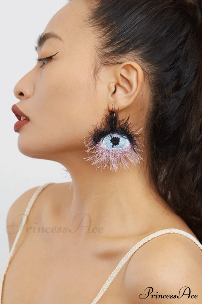 Handmade Eye Stylish Pattern Plush Earrings