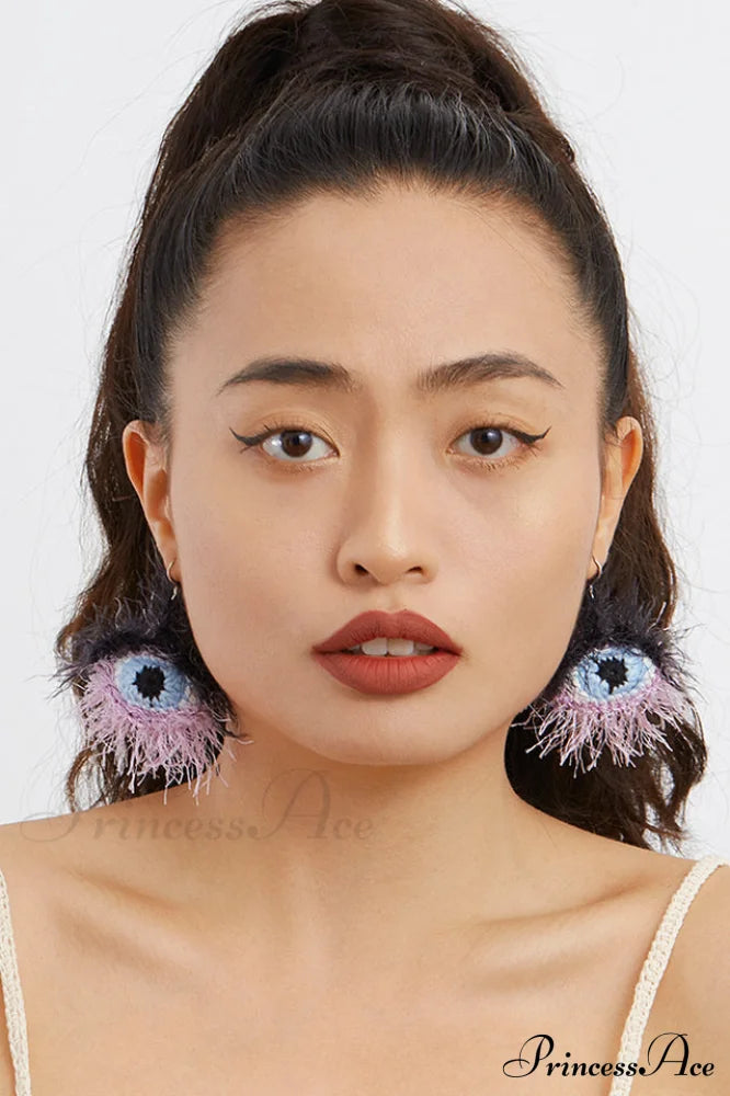 Handmade Eye Stylish Pattern Plush Earrings
