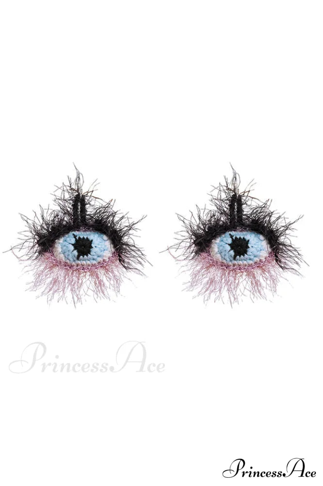 Handmade Eye Pattern Plush Earrings | Dress In Beauty