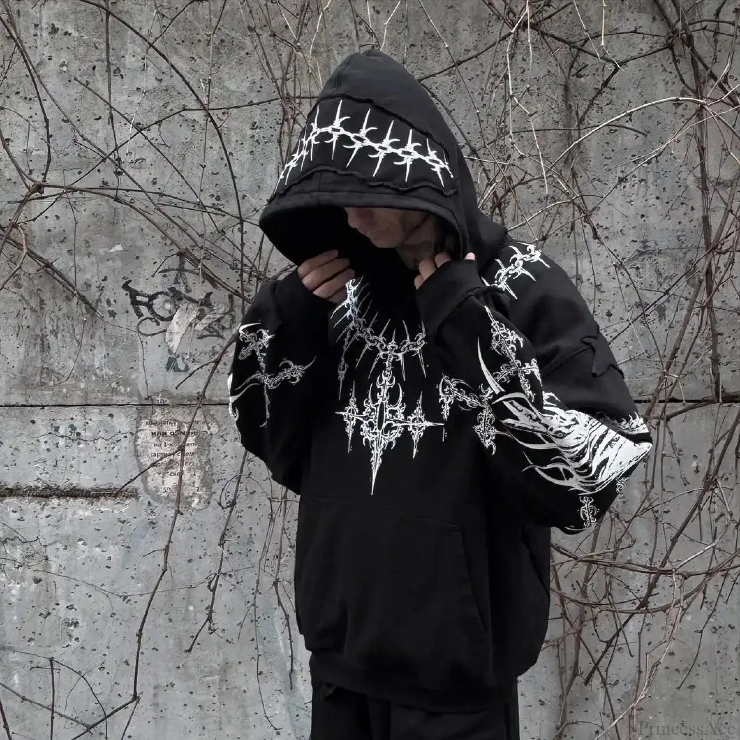 Harajuku Mournful Death Bone Hoodie