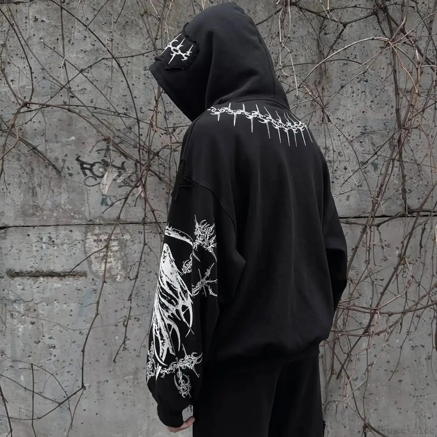 Harajuku Mournful Death Bone Hoodie