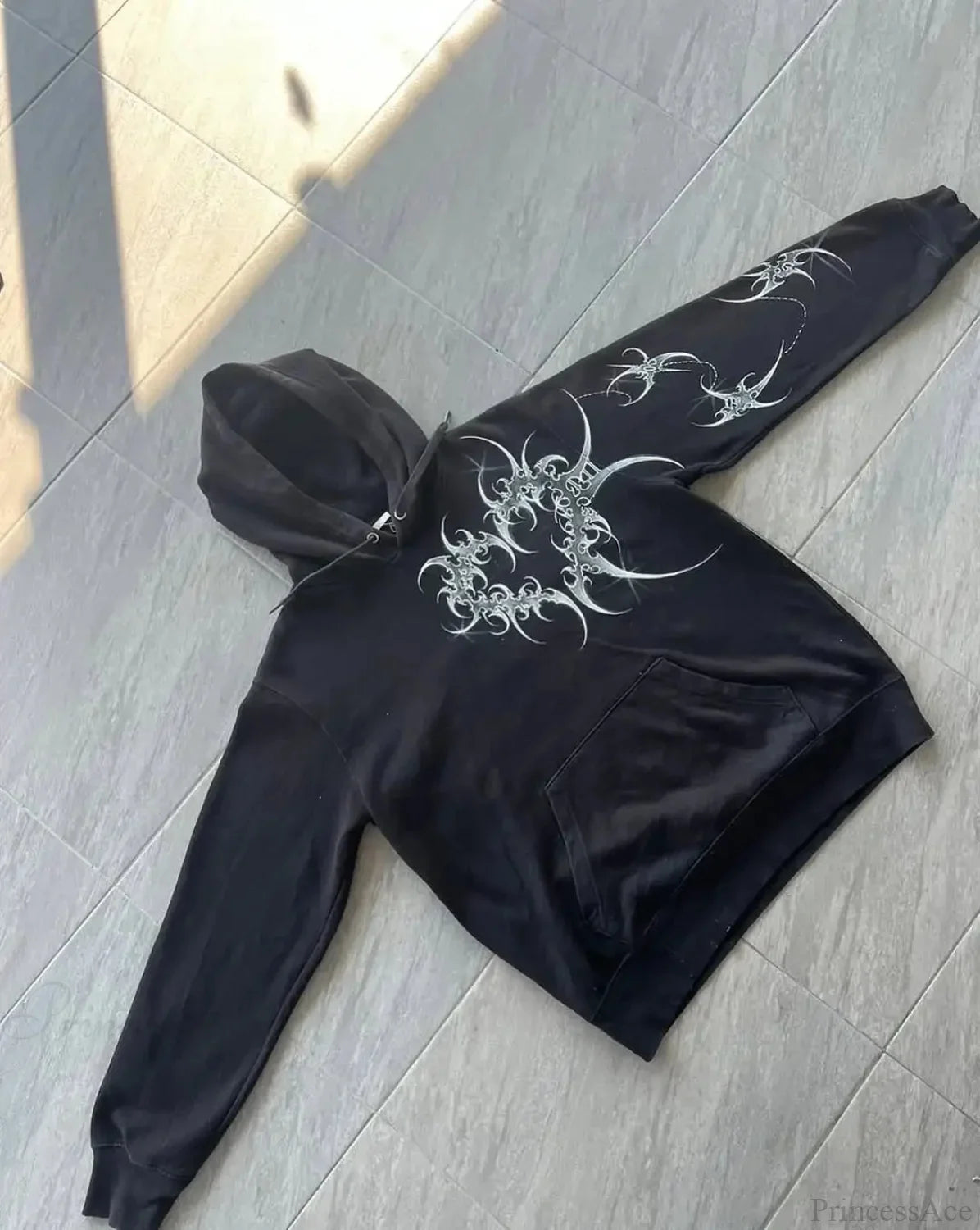 Harajuku Mournful Death Bone Hoodie black2 / S