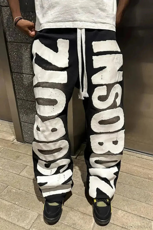 Harajuku Mysterious Letter Patch Pant XXL / Black1