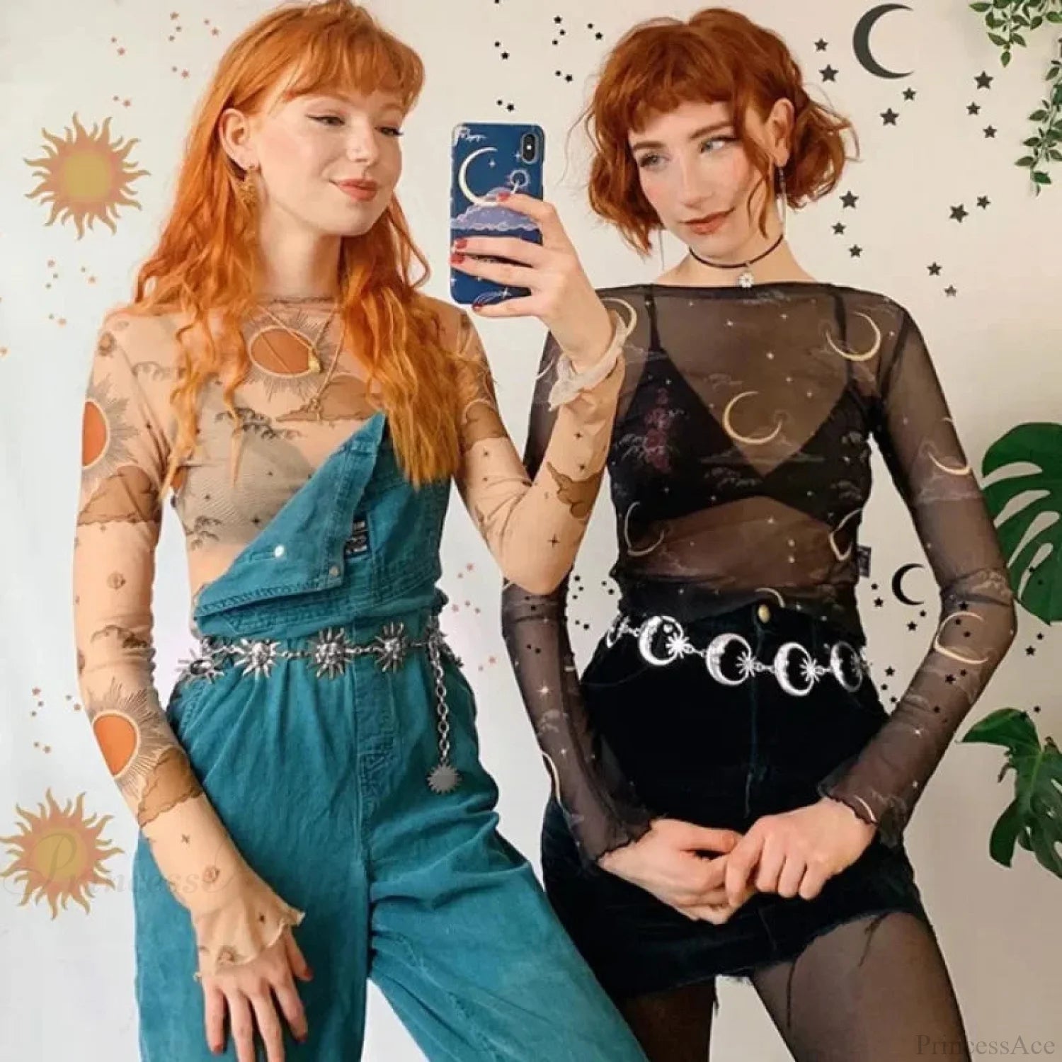 Harajuku Mysterious Rebel Moon Metal Belt Sun silver