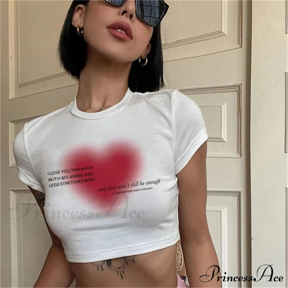 Heart Print Stylish White Tee