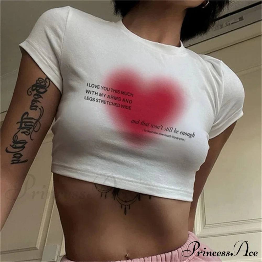 Heart Print Stylish White Tee