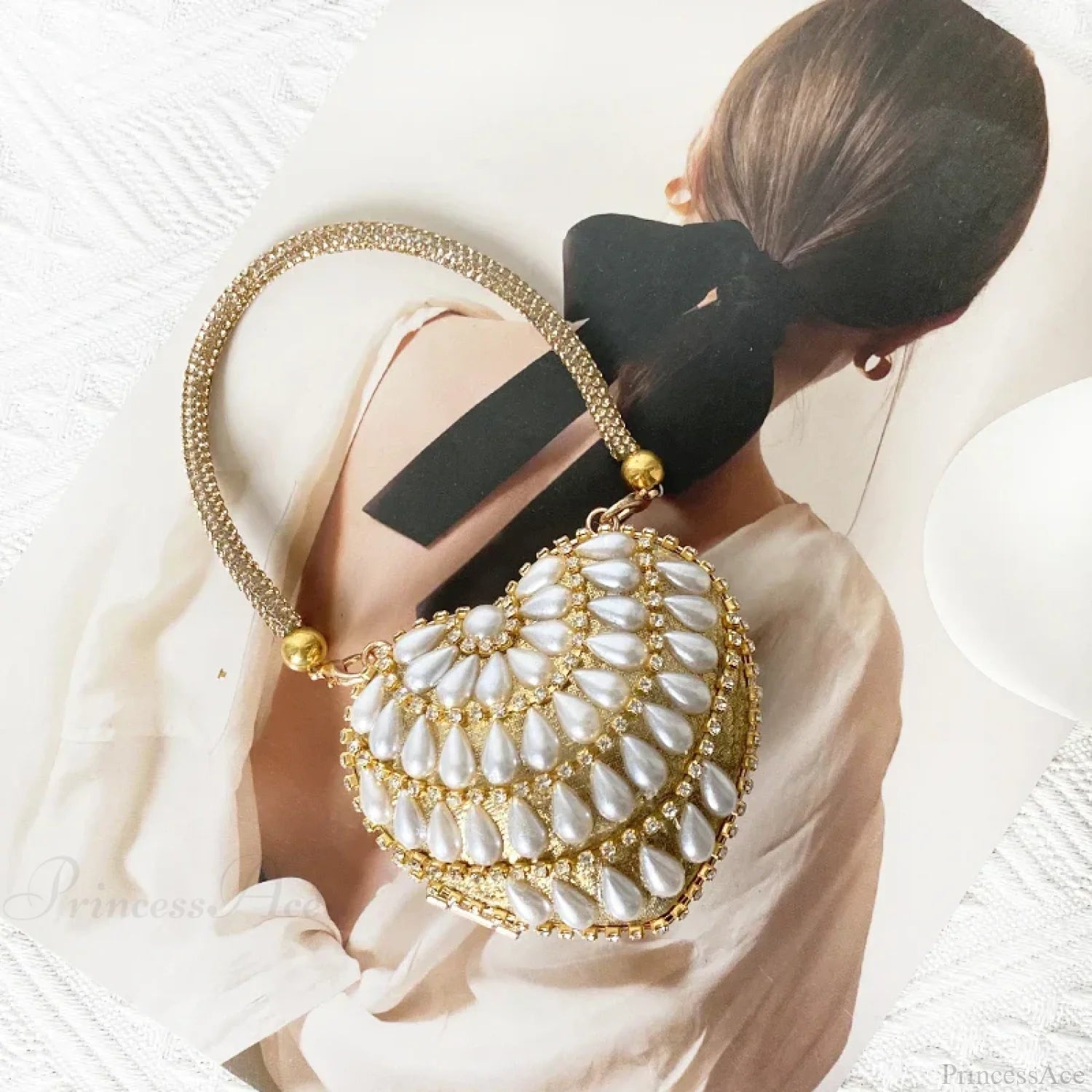 Heart Shape Sparkling Diamond Clutch Bag Gold 6 / Mini(Max Length<20cm) clutchbag-250126