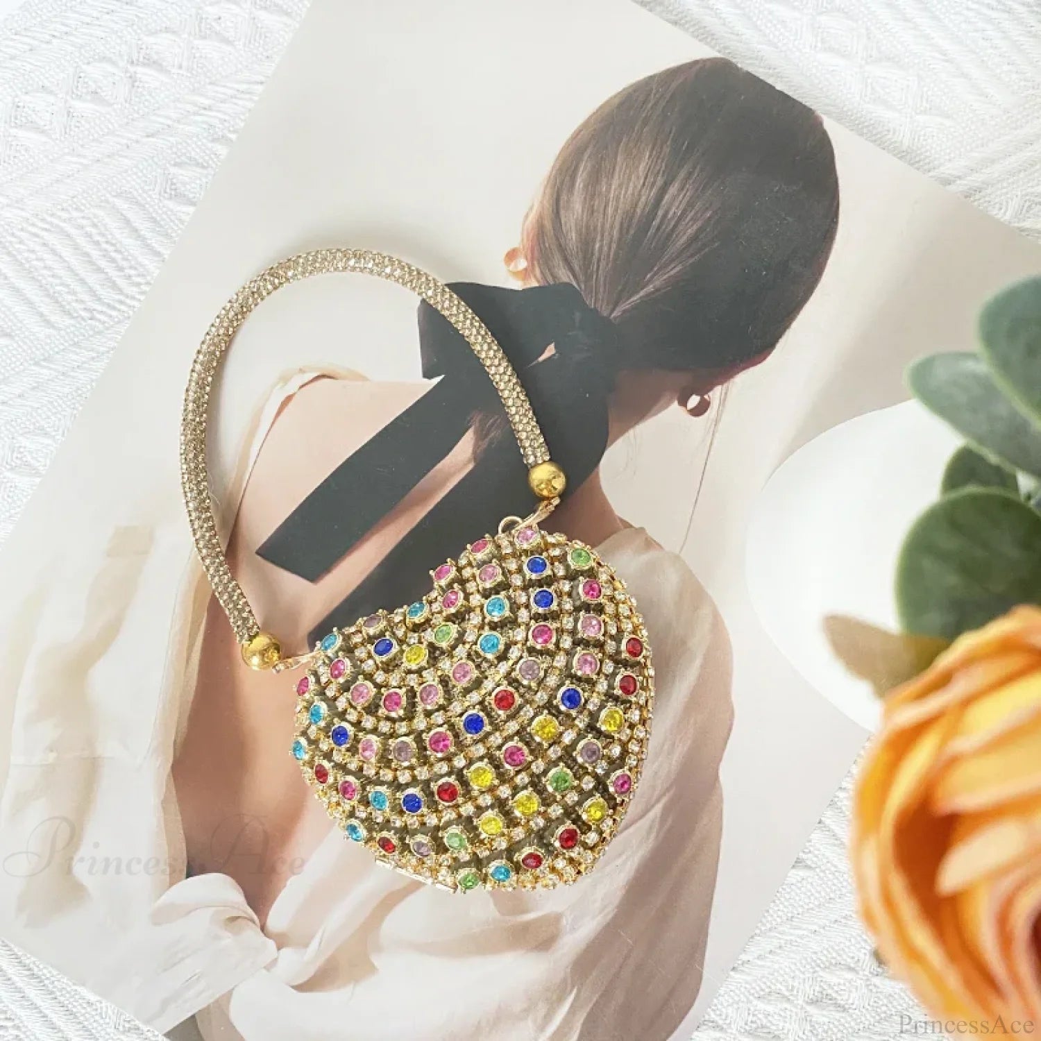 Heart Shape Sparkling Diamond Clutch Bag Multi / Mini(Max Length<20cm) clutchbag-250126