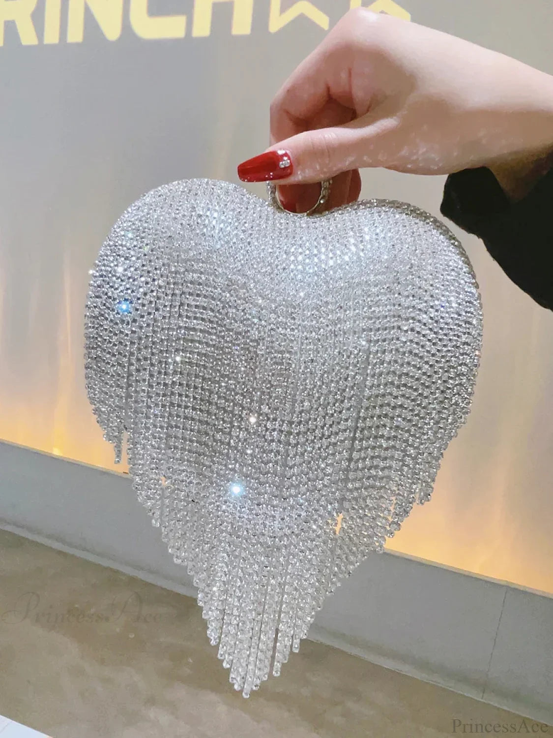 Heart Shaped Rhinestone Clutch Evening Luxury Diamond Wedding Purse clutchbag-250126