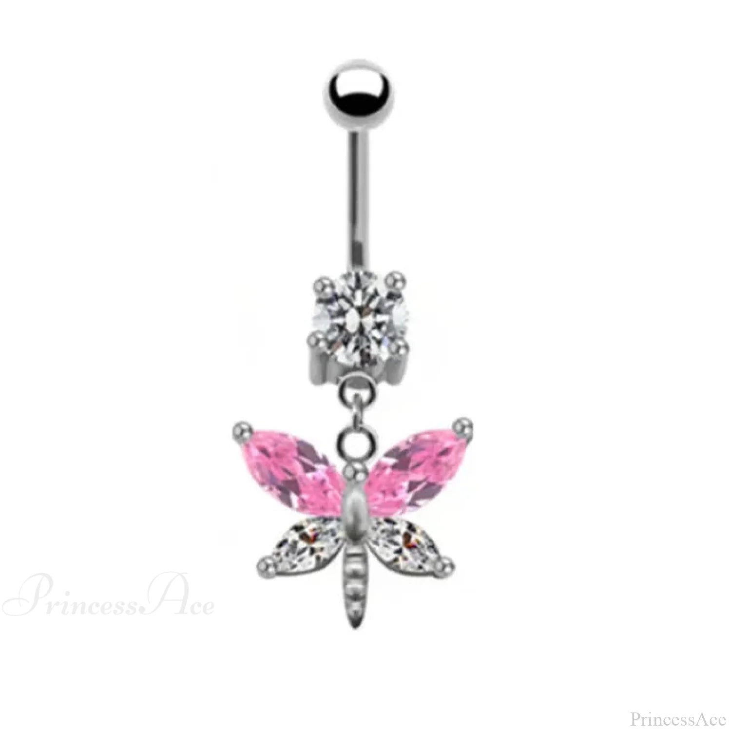 Heavenly Feathers Rose Dark Belly Ring pink26