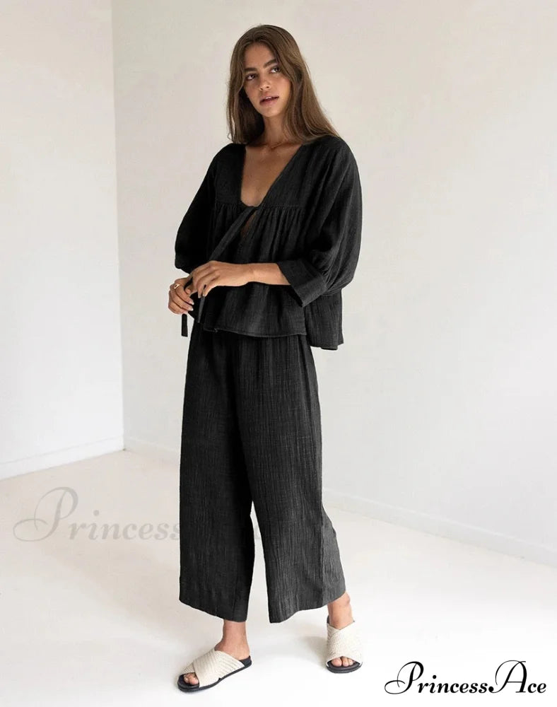Heidi Two Stylish Piece Set Black / S