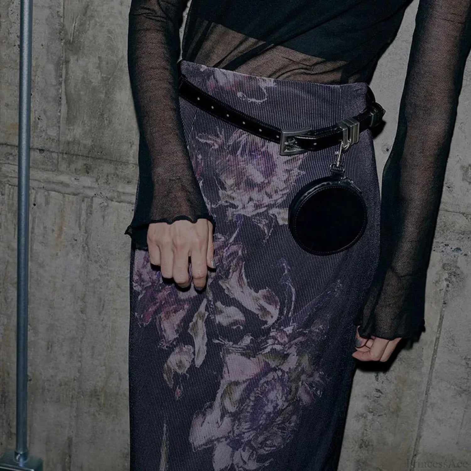 HEYounGIRL Vintage Purple Floral Print Slit Autumn Skirt skirt-250126
