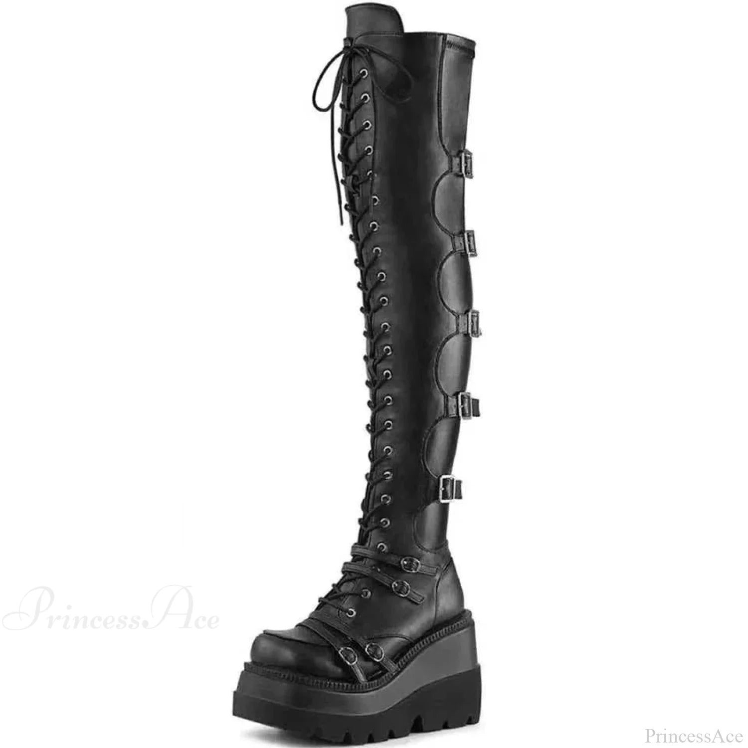 High Black Leather Gothic Elevated Boot black2 / 35