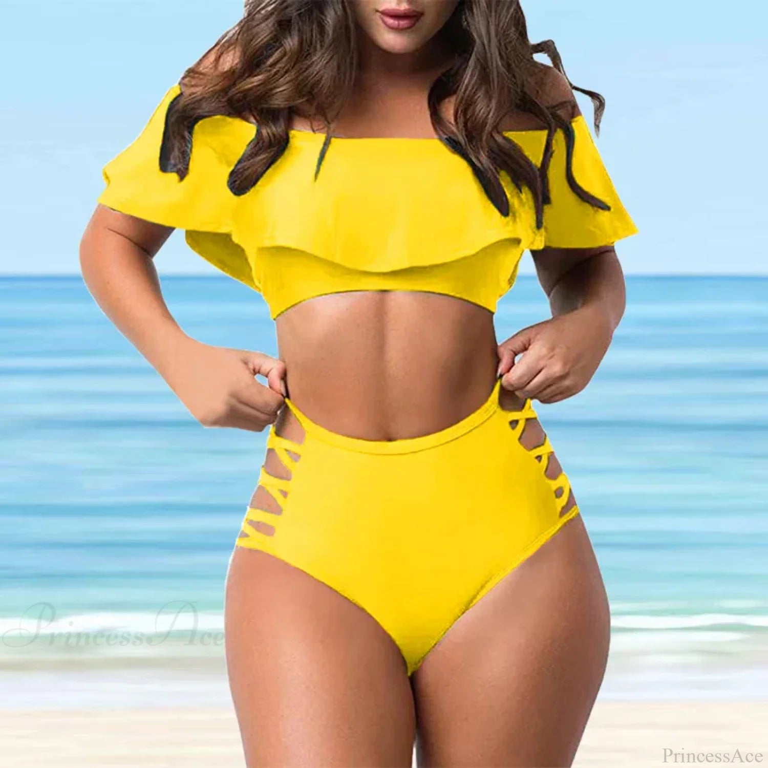 High Hips Pattern Tank Set Two Piece Set