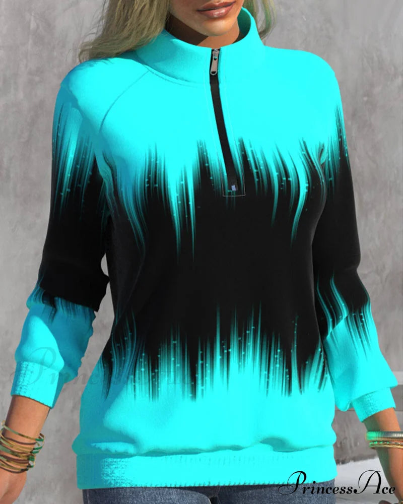 High Neck Gradient Design Sweatshirt Sweatshirts & Hoodies-L