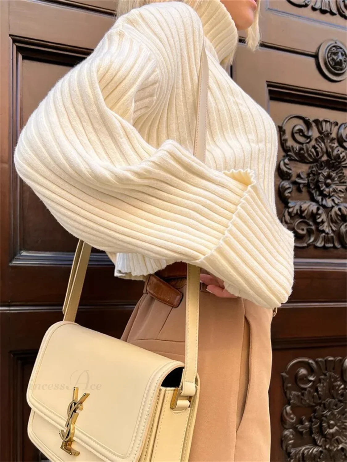 High Neck Ribbed Cropped Sweater