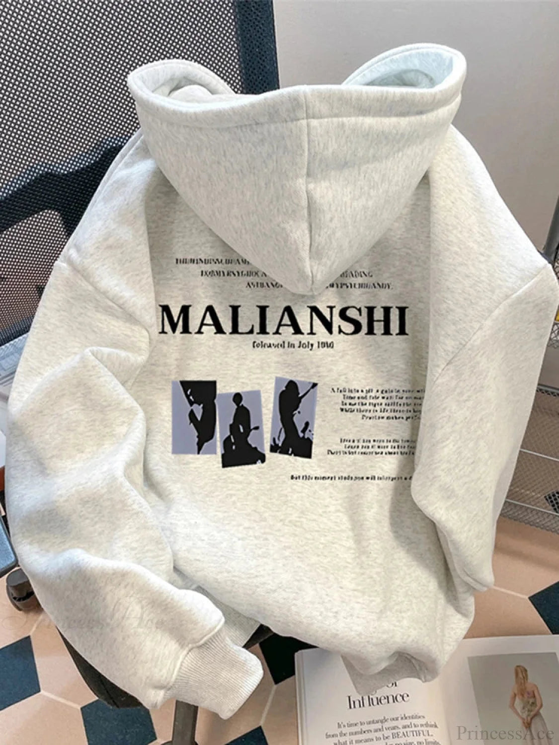 High Street Letter Print Hip Hop Hoodie GRAY / M(40-50KG)