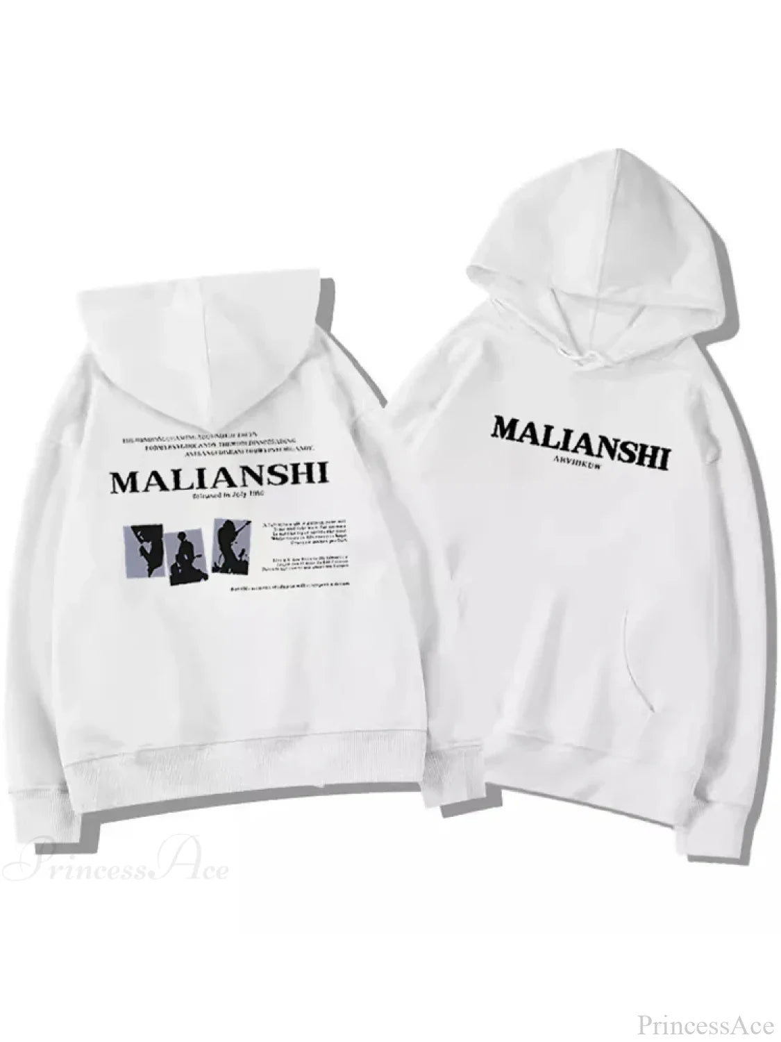 High Street Letter Print Hip Hop Hoodie WHITE / M(40-50KG)