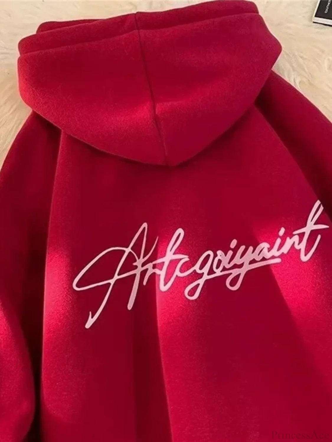 High Street Letter Print Oversized Hoodie Red / M(40-45KG)