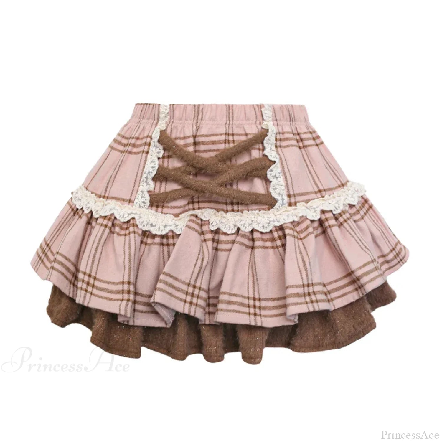 High Waist Cake Lace Vintage Skirt pink / S