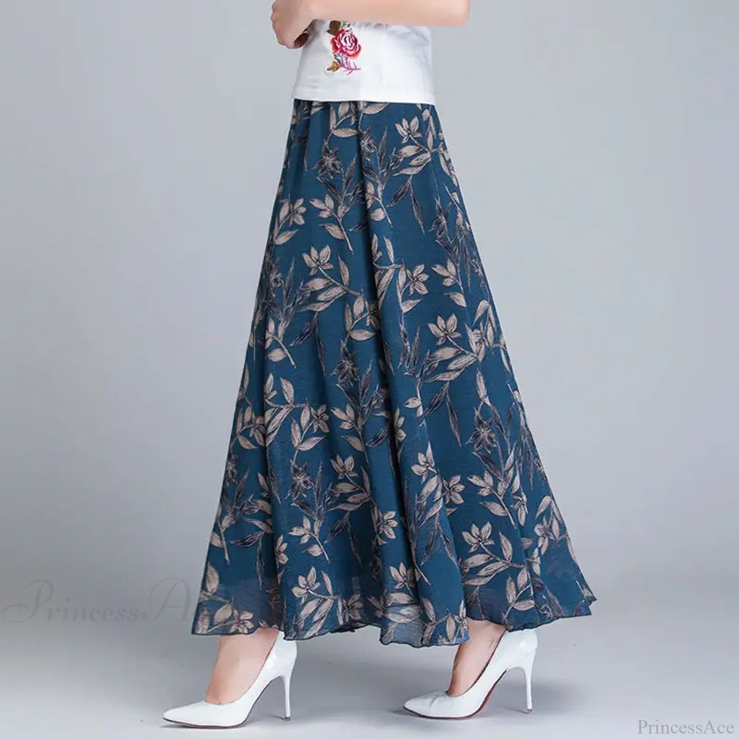 High Waist Elastic Waist Midi Full Long Skirt 2024 skirt-250126