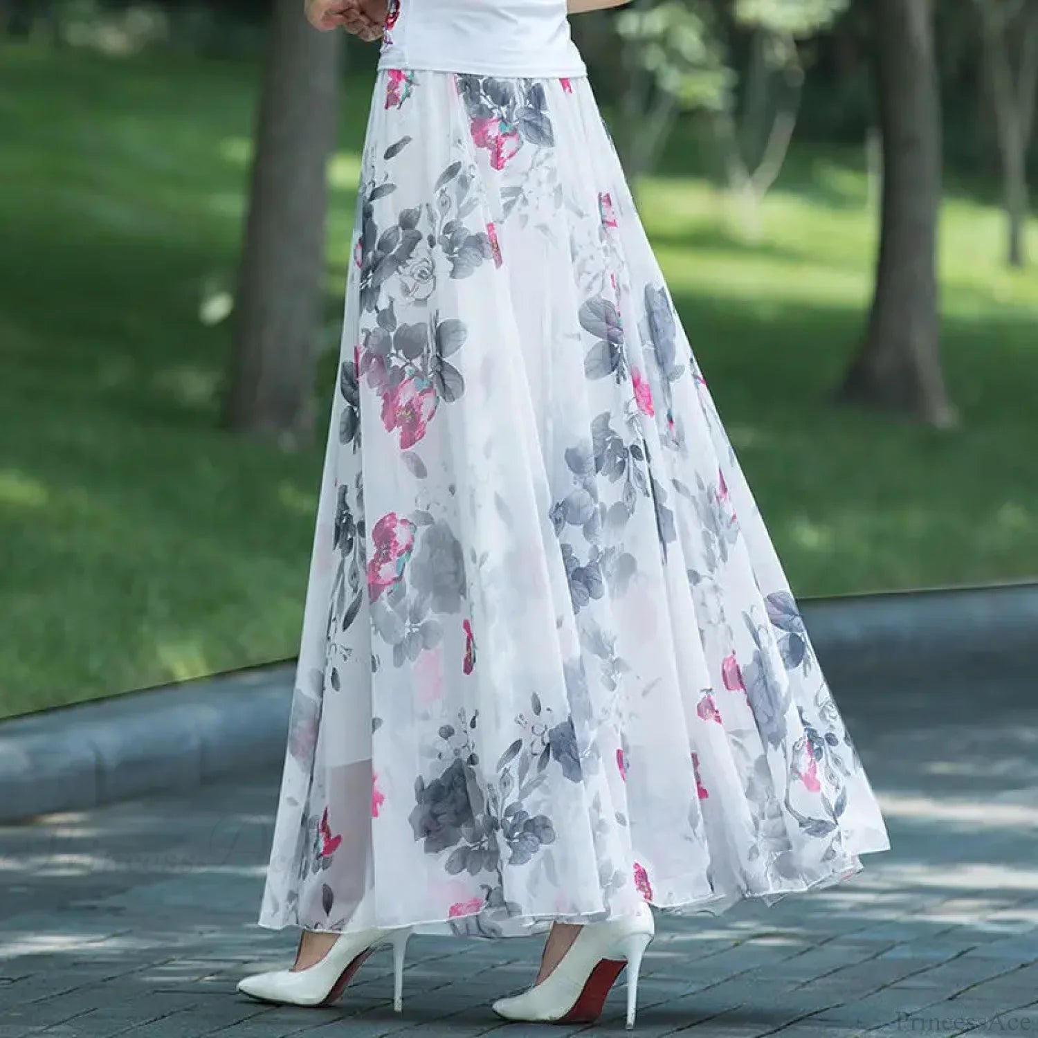 High Waist Elastic Waist Midi Full Long Skirt 2024 skirt-250126