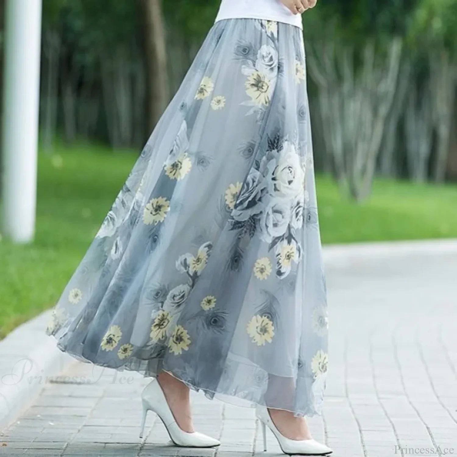 High Waist Elastic Waist Midi Full Long Skirt 2024 skirt-250126