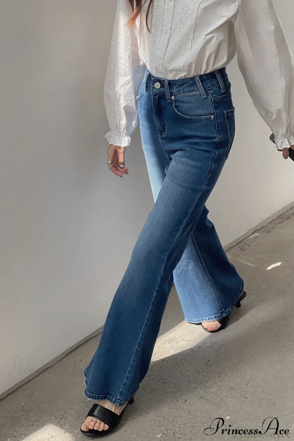 High Waist Solid Color Bootcut Jeans