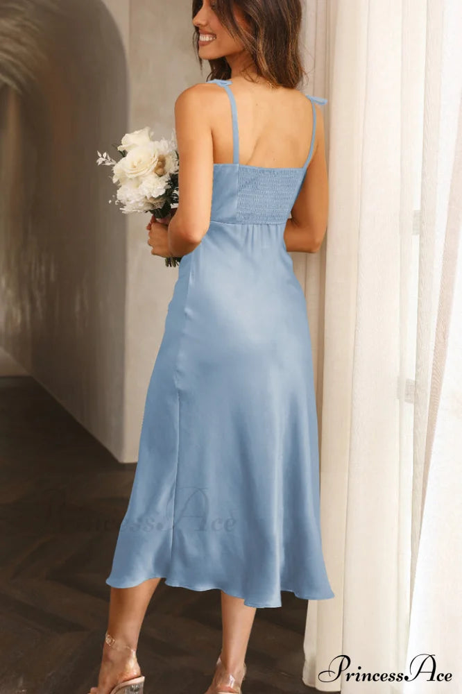 High Waist Stylish Satin Wrap Dress