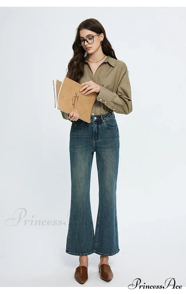 High Waisted Flare Skinny Strench Vintage Streetwear Denim 2024 Korean Fashion New Jean