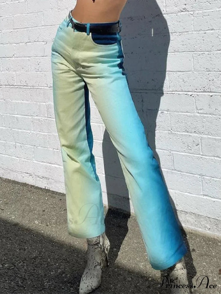 High Waisted Graceful Fringe Skirt Blue / S Straight Leg Pants