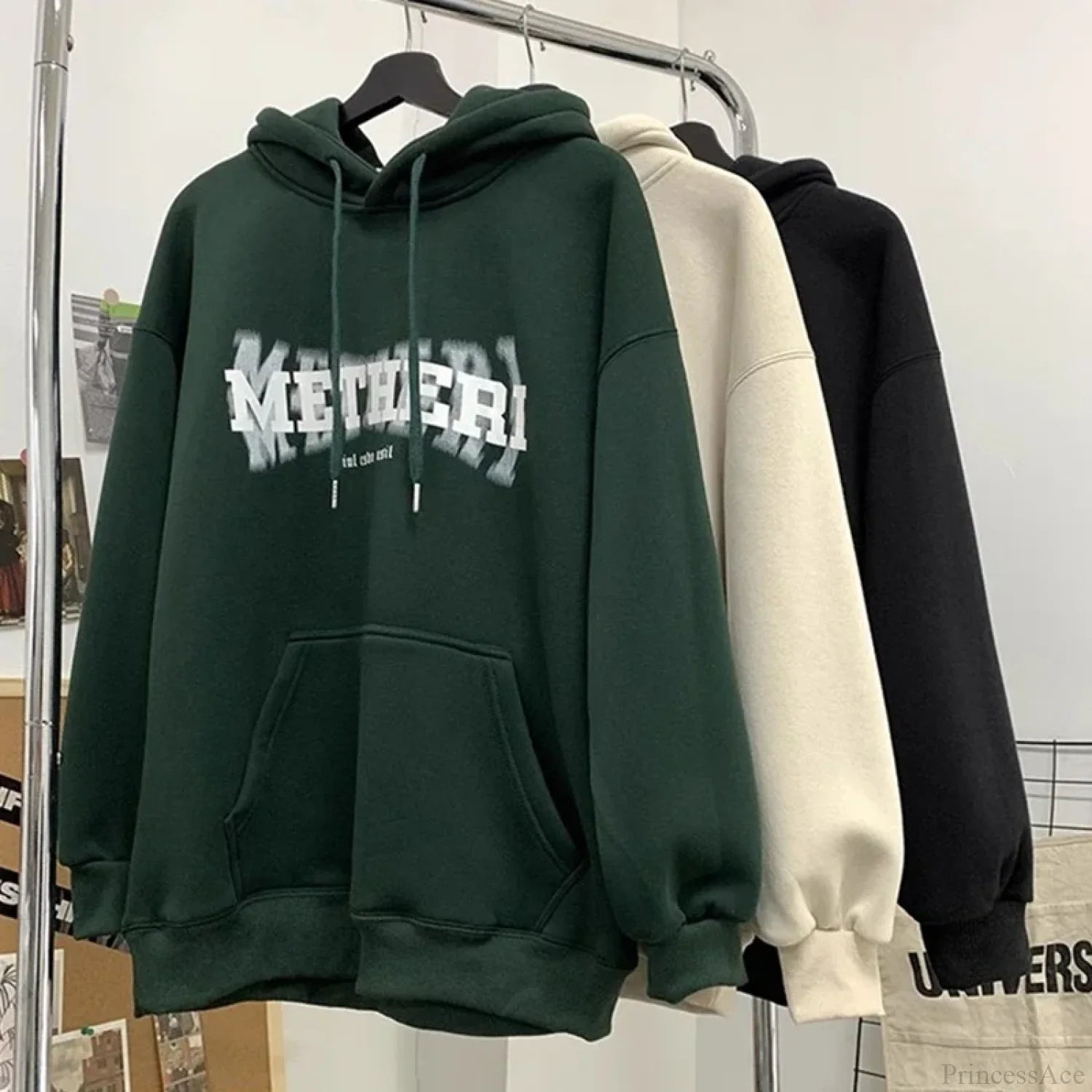 Hip Hop Letter Print Cotton Fleece Hoodie