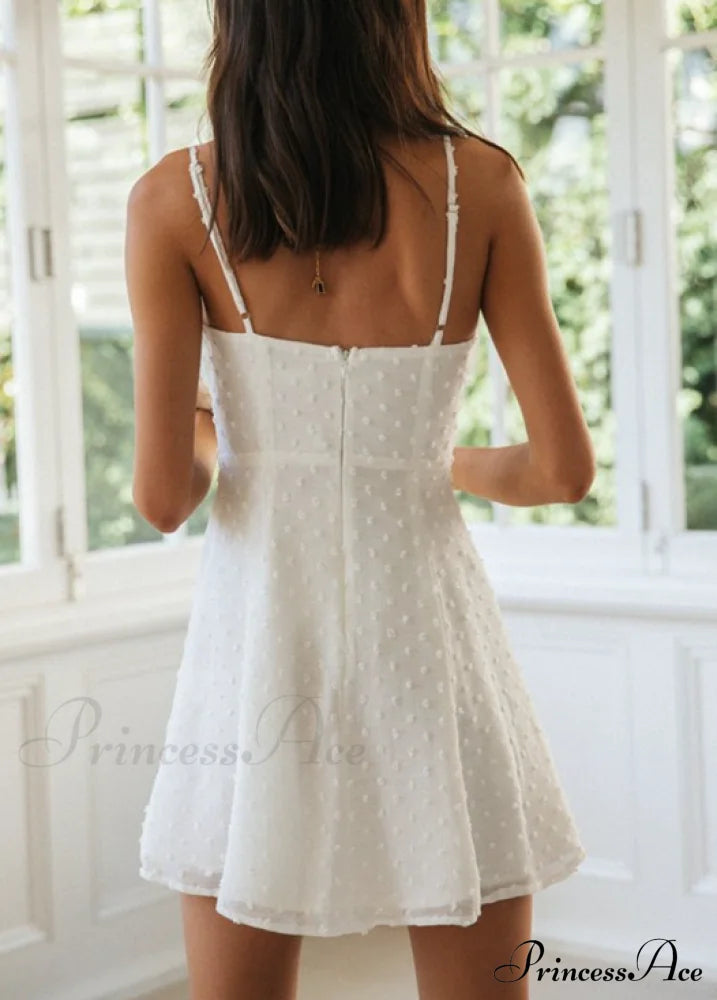 Holiday Solid White Mini Strapless Dress - Women’s Summer Sleeveless Cotton Dot Xl / White Dresses