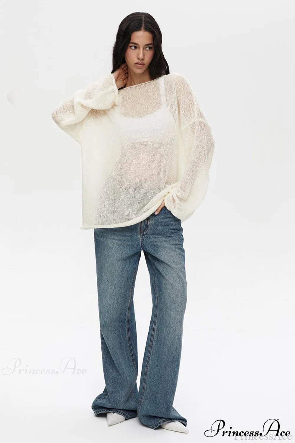 Hollow Out Bell Sleeve Knit Sweater