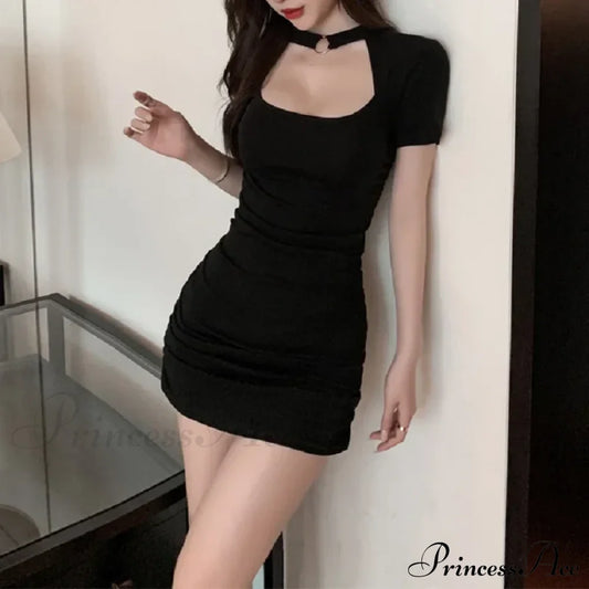 Hollow Out Bodycon Mini Split Evening Female Casual Elegant Cut Dress