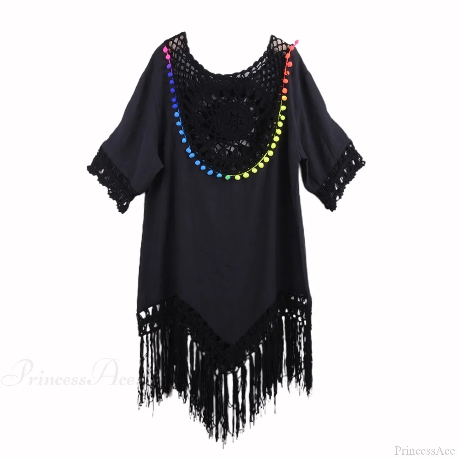 Hollow Out Crochet Bikini Cover Up F-Black / One Size