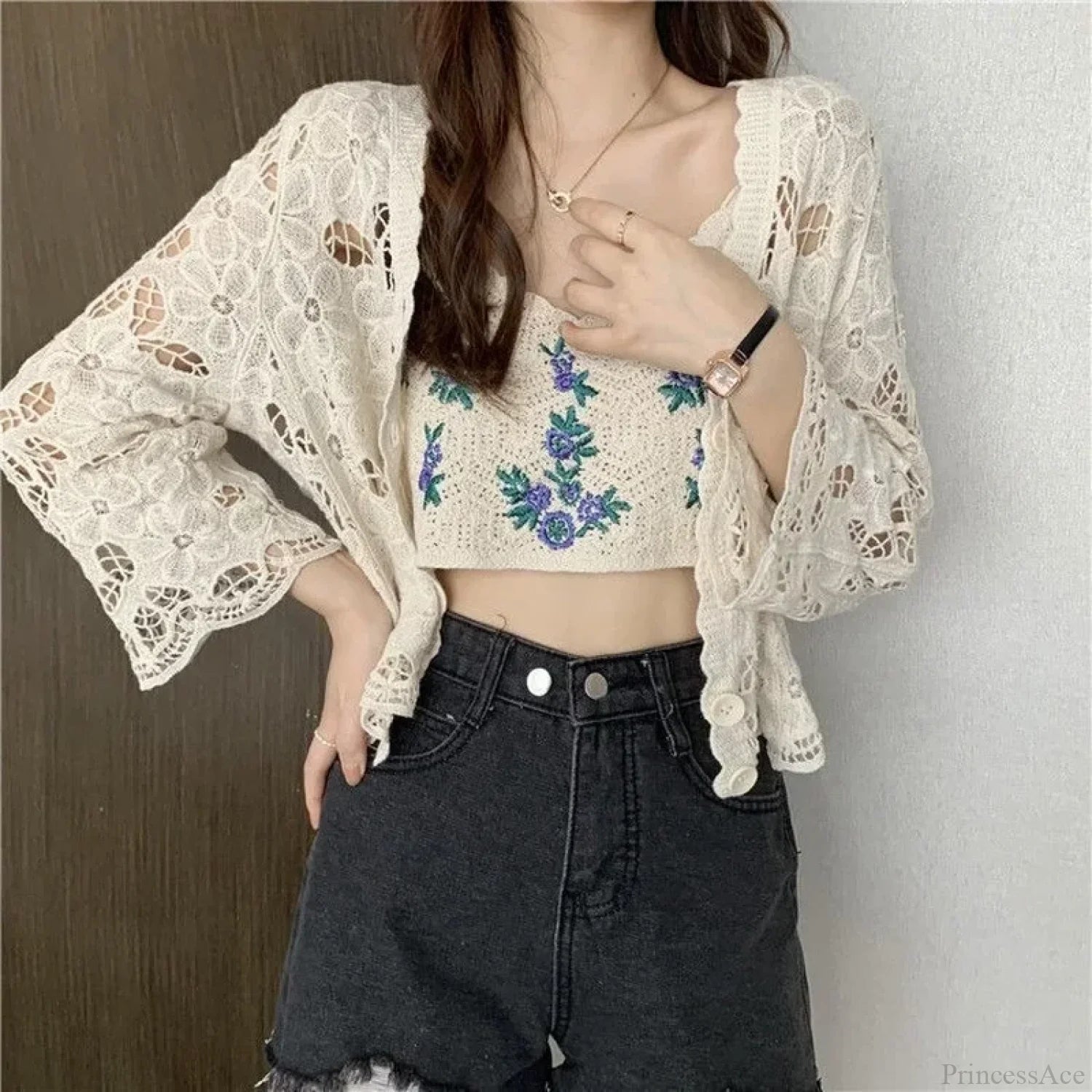 Hollow Out Elegant Long Sleeve Shrug Cardigan cardiagn-250126