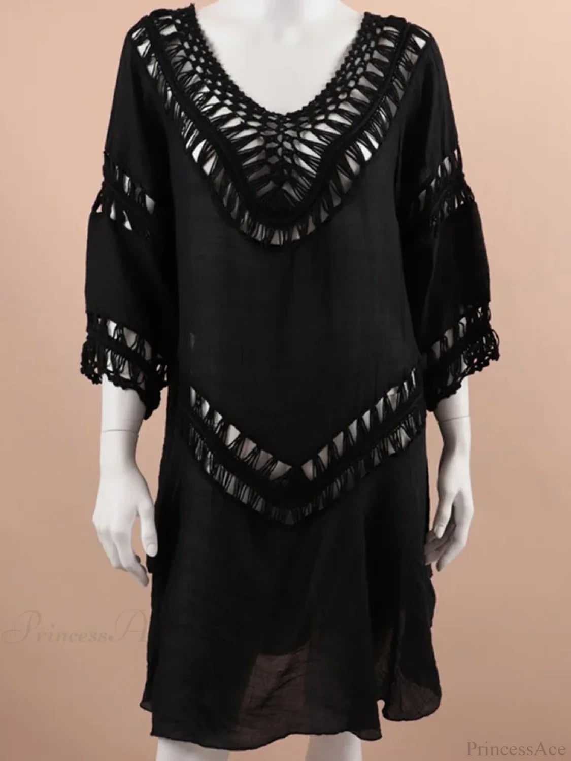 Hollow Out See Through Bikini Cover Up Black / One Size