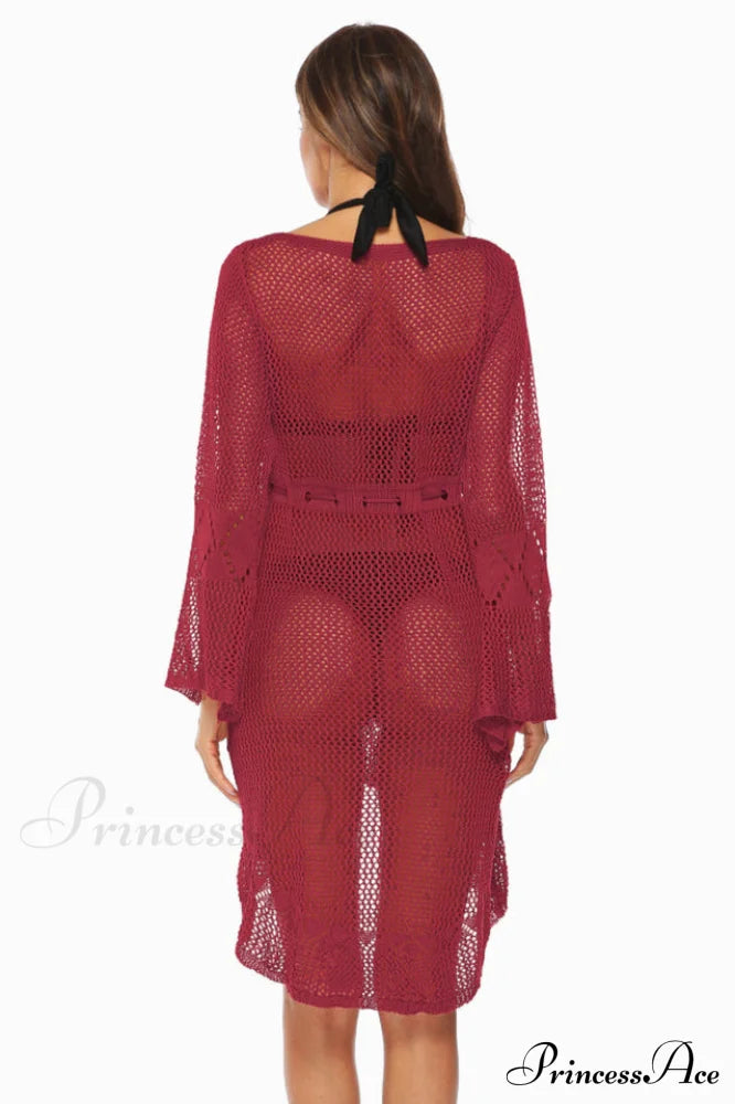 Hollow Out Trumpet Charming Sleeve Cover Up