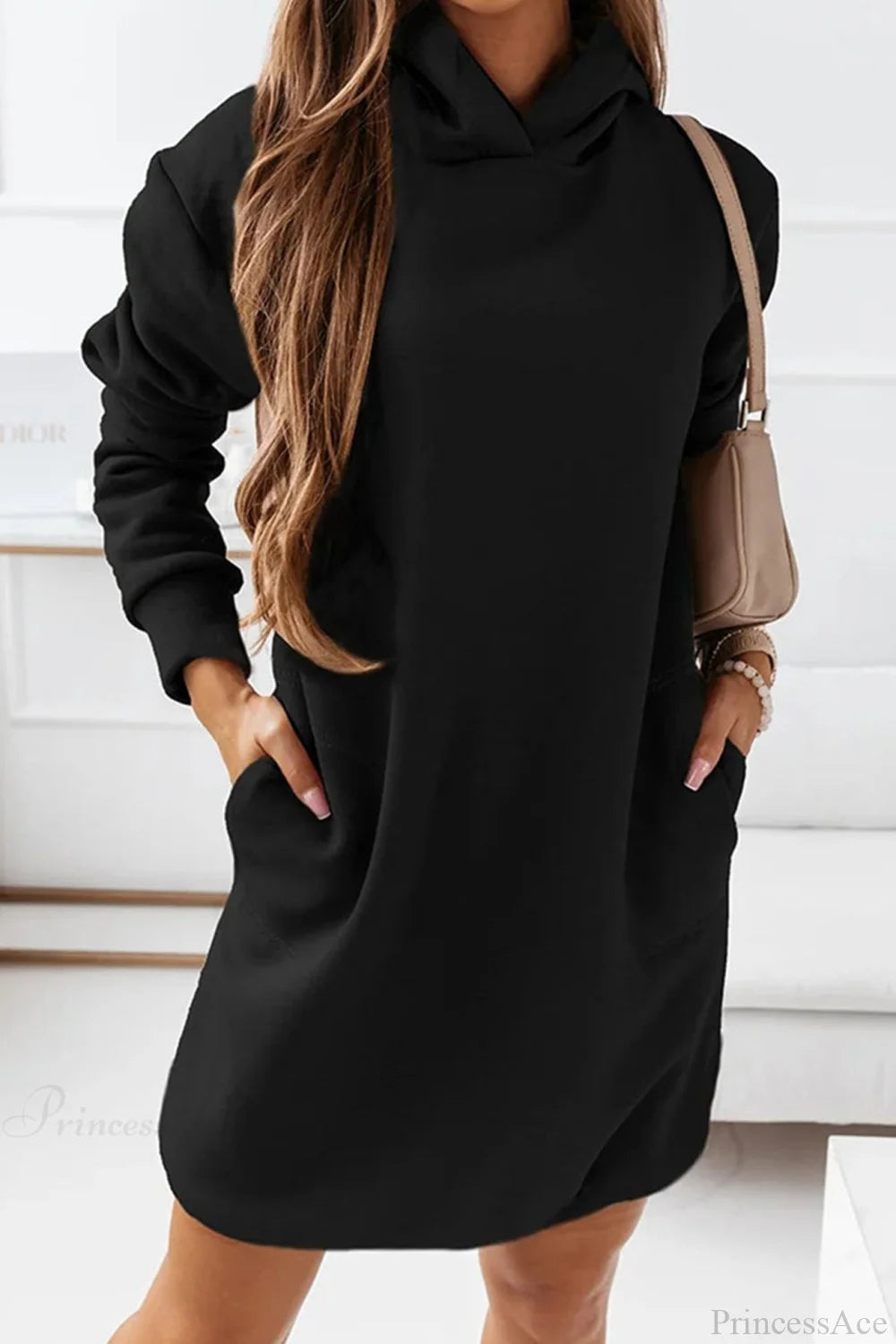 Hooded Mini Dress Black / M Dresses