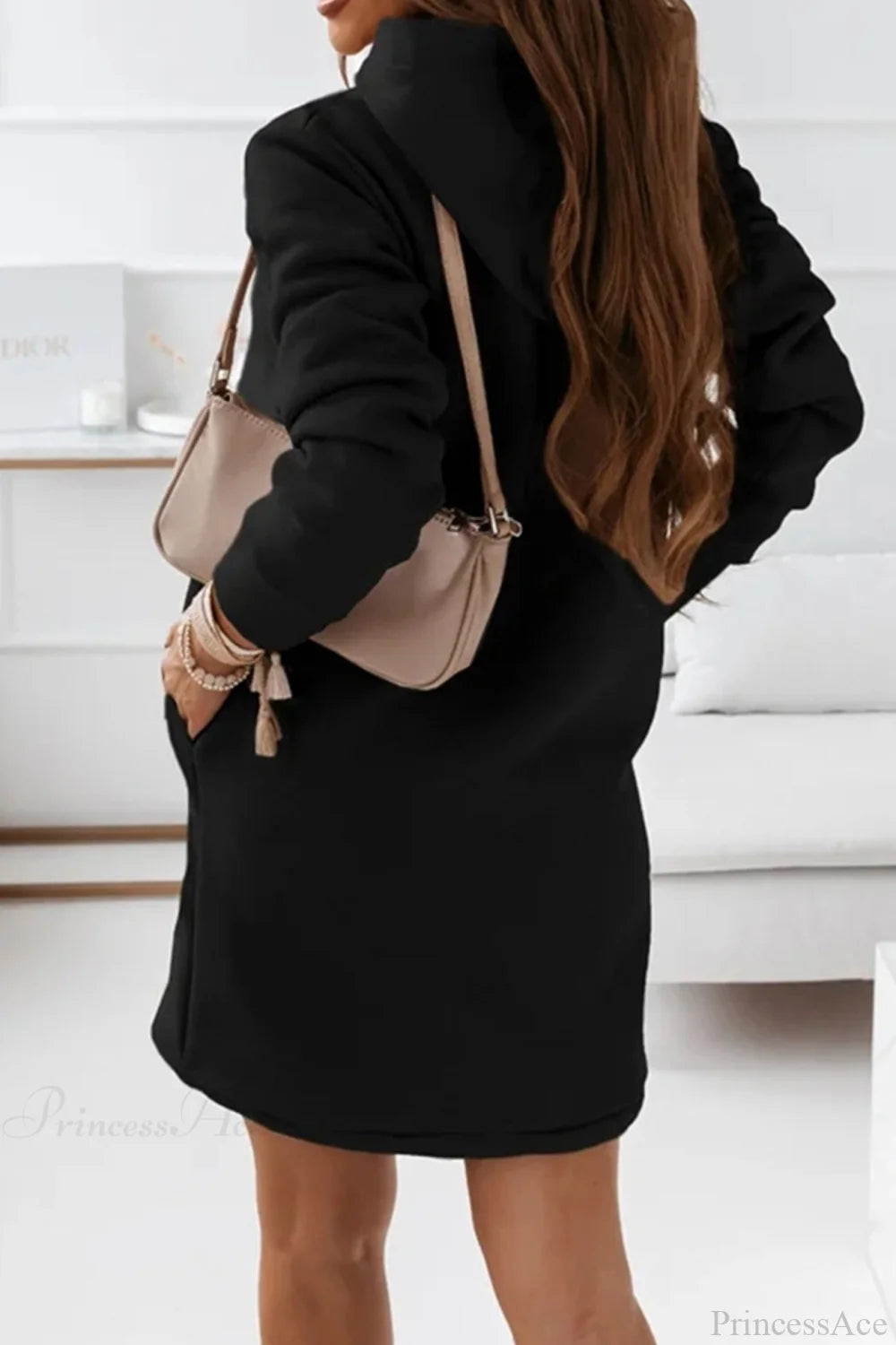 Hooded Mini Dress Black / Xl Dresses