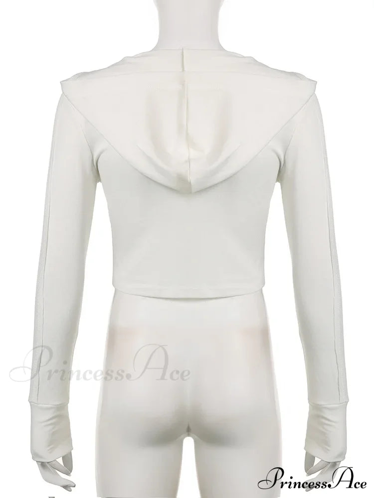 Hooded Ribbed Long Sleeve Deep V Neck Solid Color Slim Fit T-Shirts