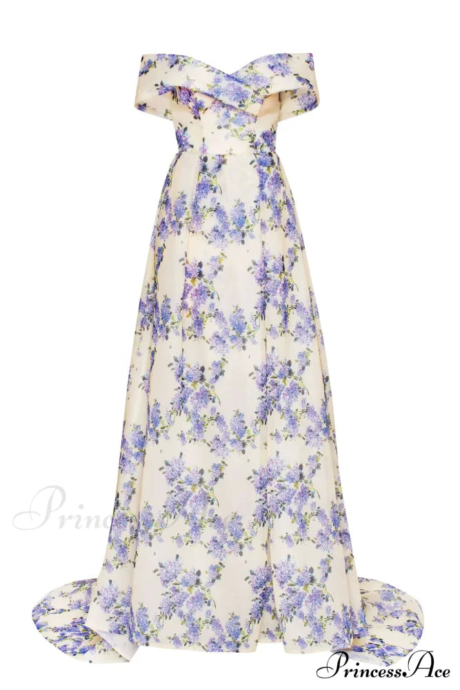 Hydrangea Chic off-the-shoulder floral maxi dress - Milla