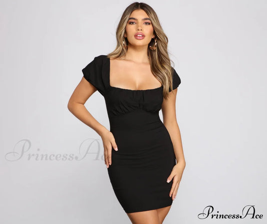 Iconic Glam Puff Sleeve Mini Dress - Lady Occasions