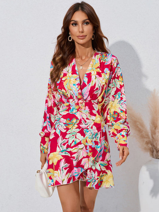 For Gown V-Neck And Flare Fit Wrap Flowered Women Coats-L