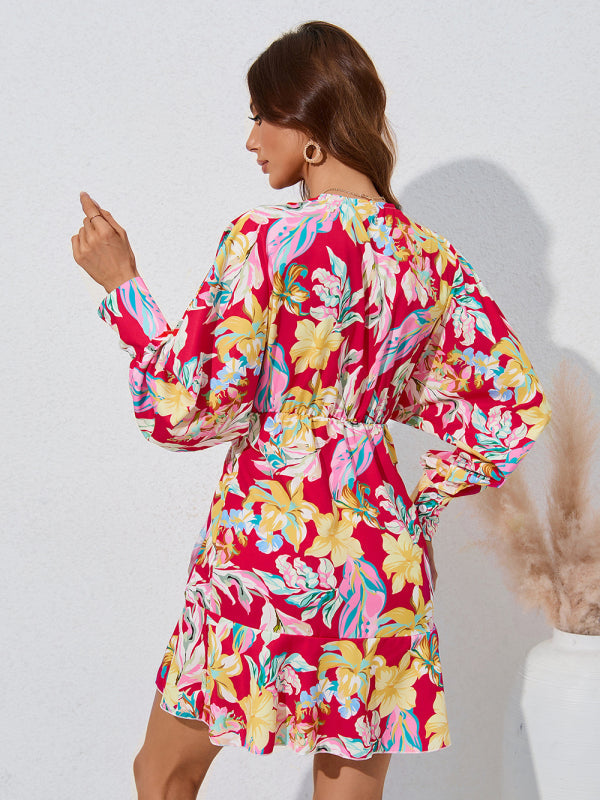 For Gown V-Neck And Flare Fit Wrap Flowered Women Coats-L