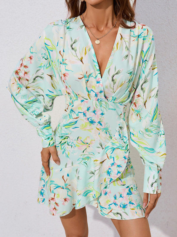 For Gown V-Neck And Flare Fit Wrap Flowered Women Coats-L