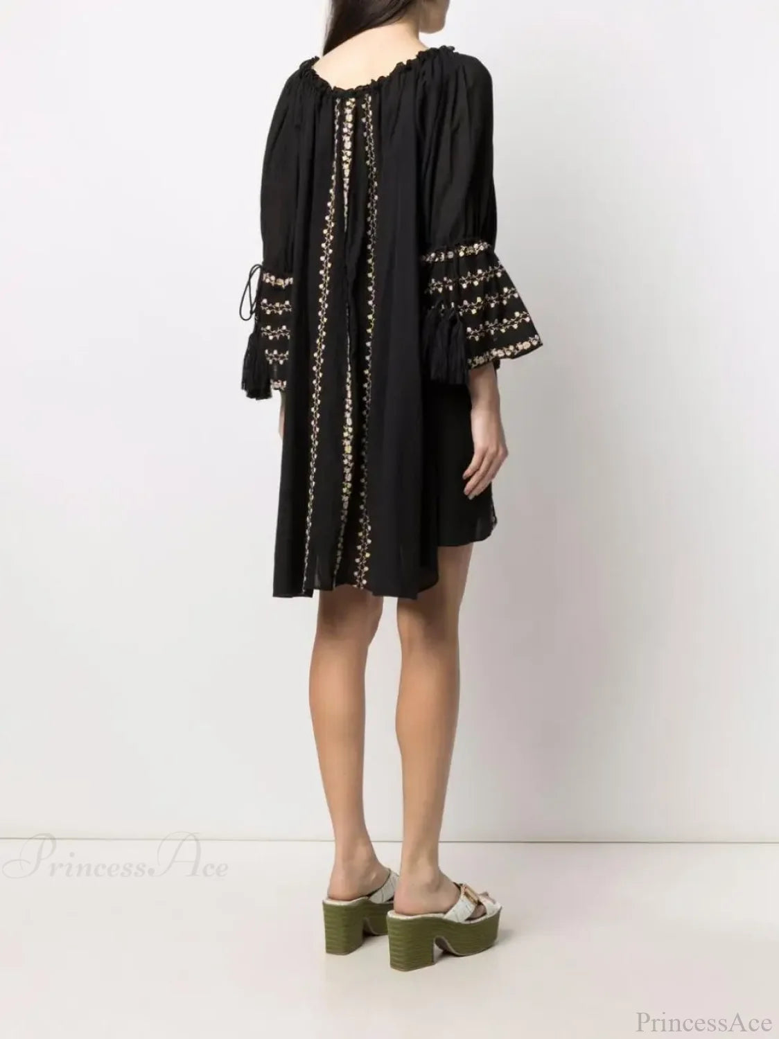 Irregular Backless Embroidery Beach Boho Dress bohodress-250126
