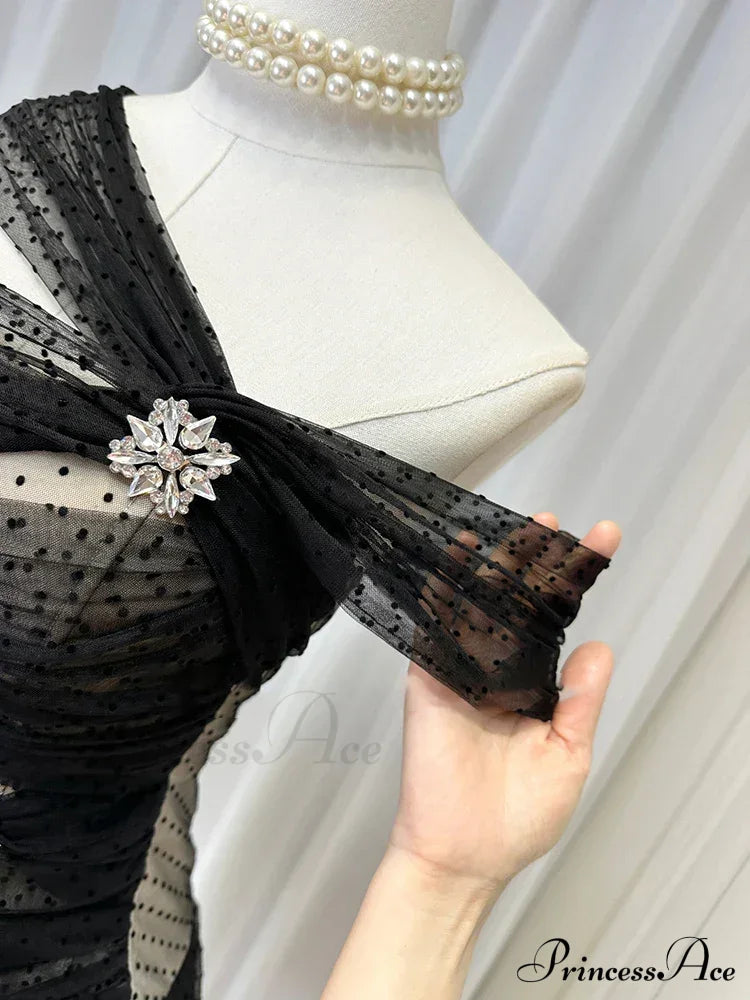 Irregular Polka Dot Charming Mesh Tulle Mini Dress Spliced